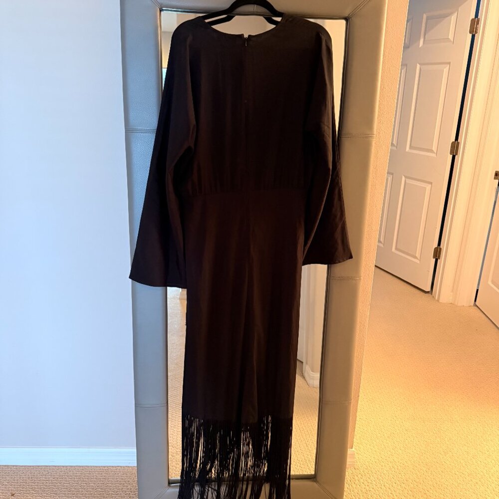 Kimono Plunge Fringe Maxi Dress- Size 12 - Picture 5 of 5